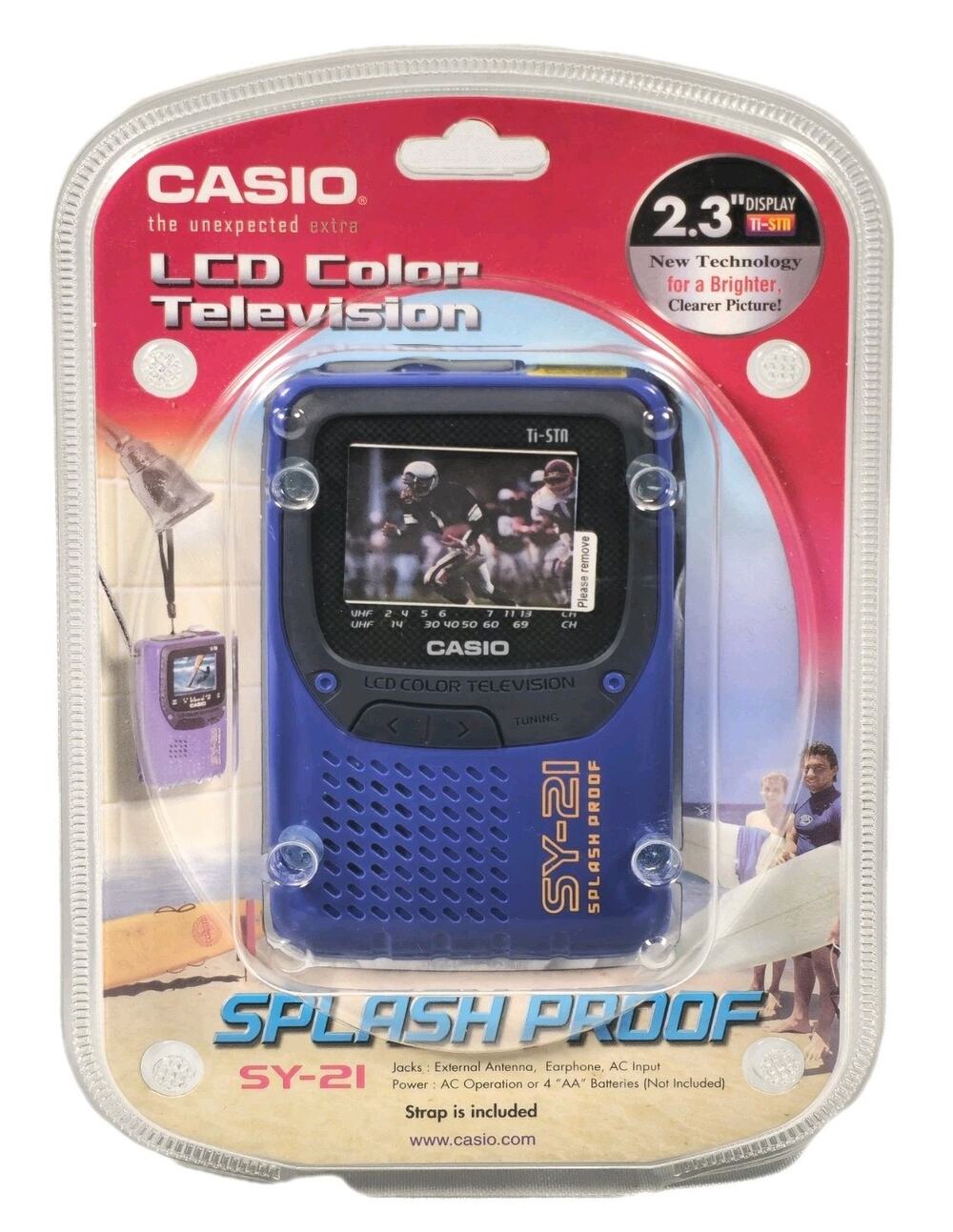 Vintage Casio SY-21 Splash Proof Analog Portable LCD Color TV, Sealed SEE NOTES
